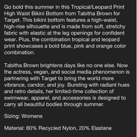 TABITHA BROWN x Target Tropical Leopard Print High Cut Bikini Set NWT Sz. S / M - Picture 14 of 15